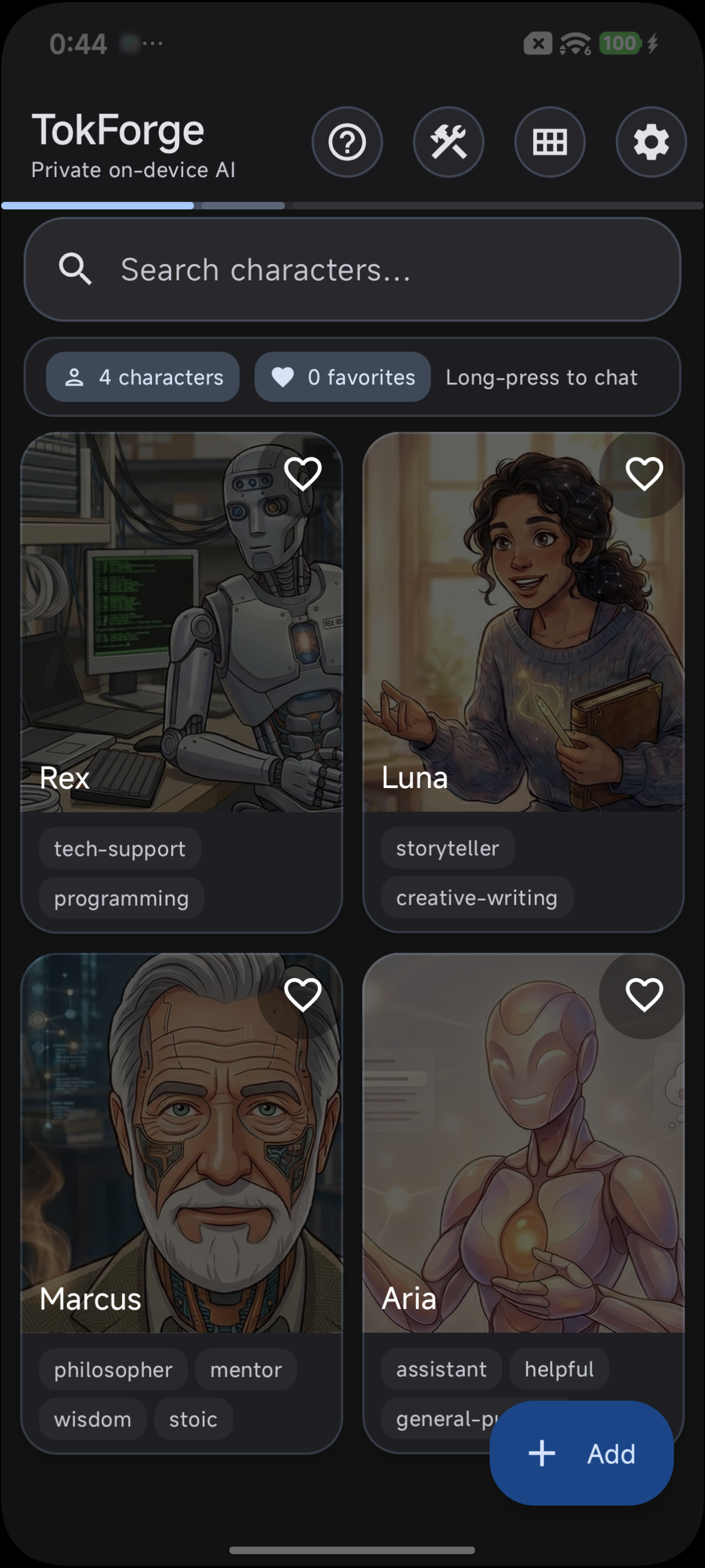 Choose a character or start a blank chat
