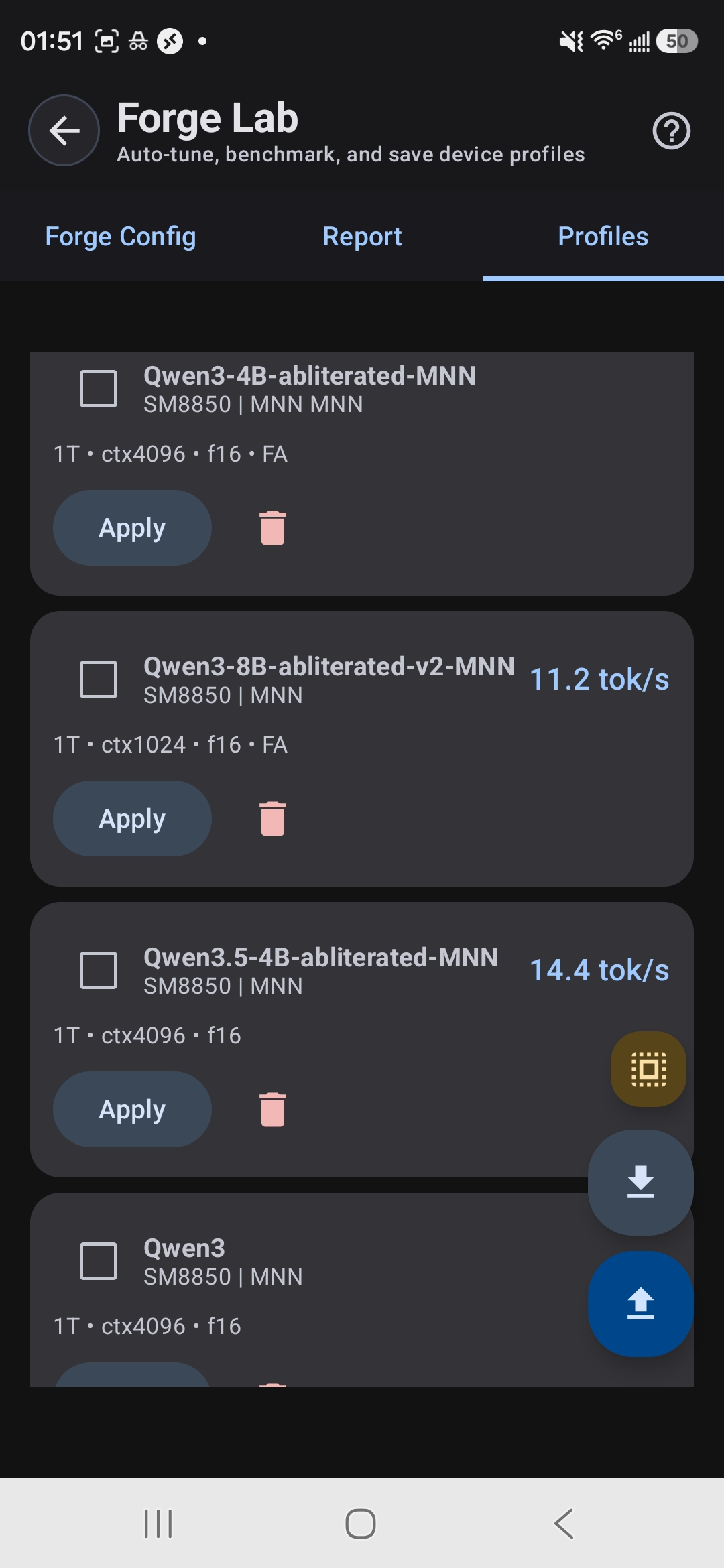 AutoForge Saved Profiles