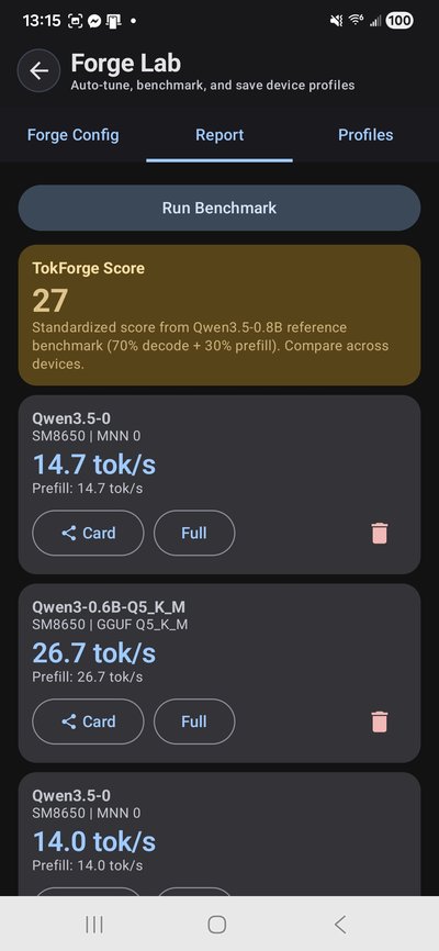 ForgeLab benchmark results
