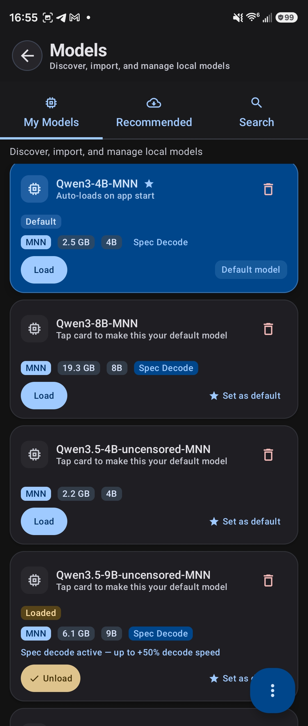 Model cards with Spec Decode badges